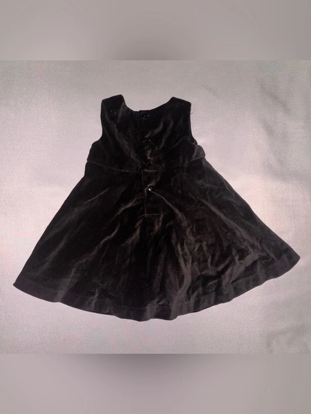The Children's Place Black Velvet Dress with Pink and Red Rose Appliqués